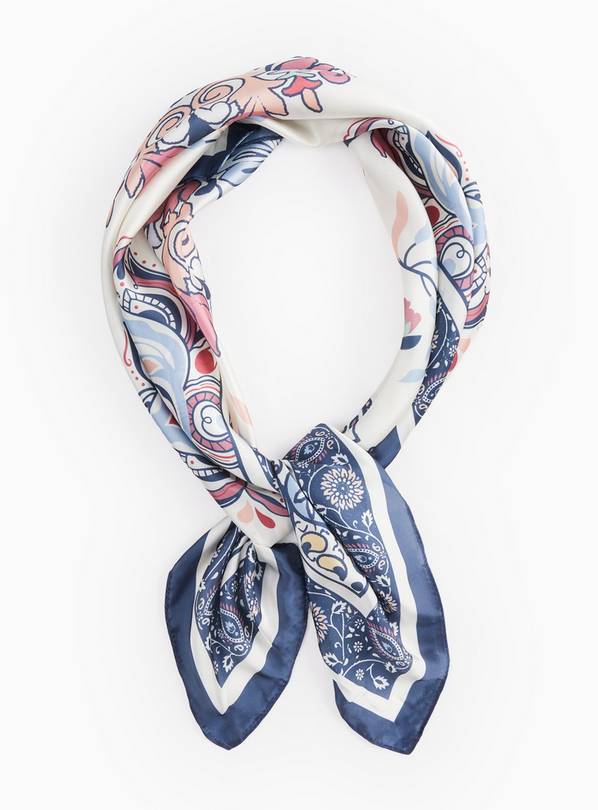 Cream Paisley Print Satin Waist Scarf One Size